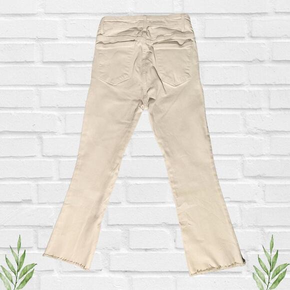 Stylish Zara White Bootcut Women's Jeans Size 4 Raw Hem - Picture 4 of 14